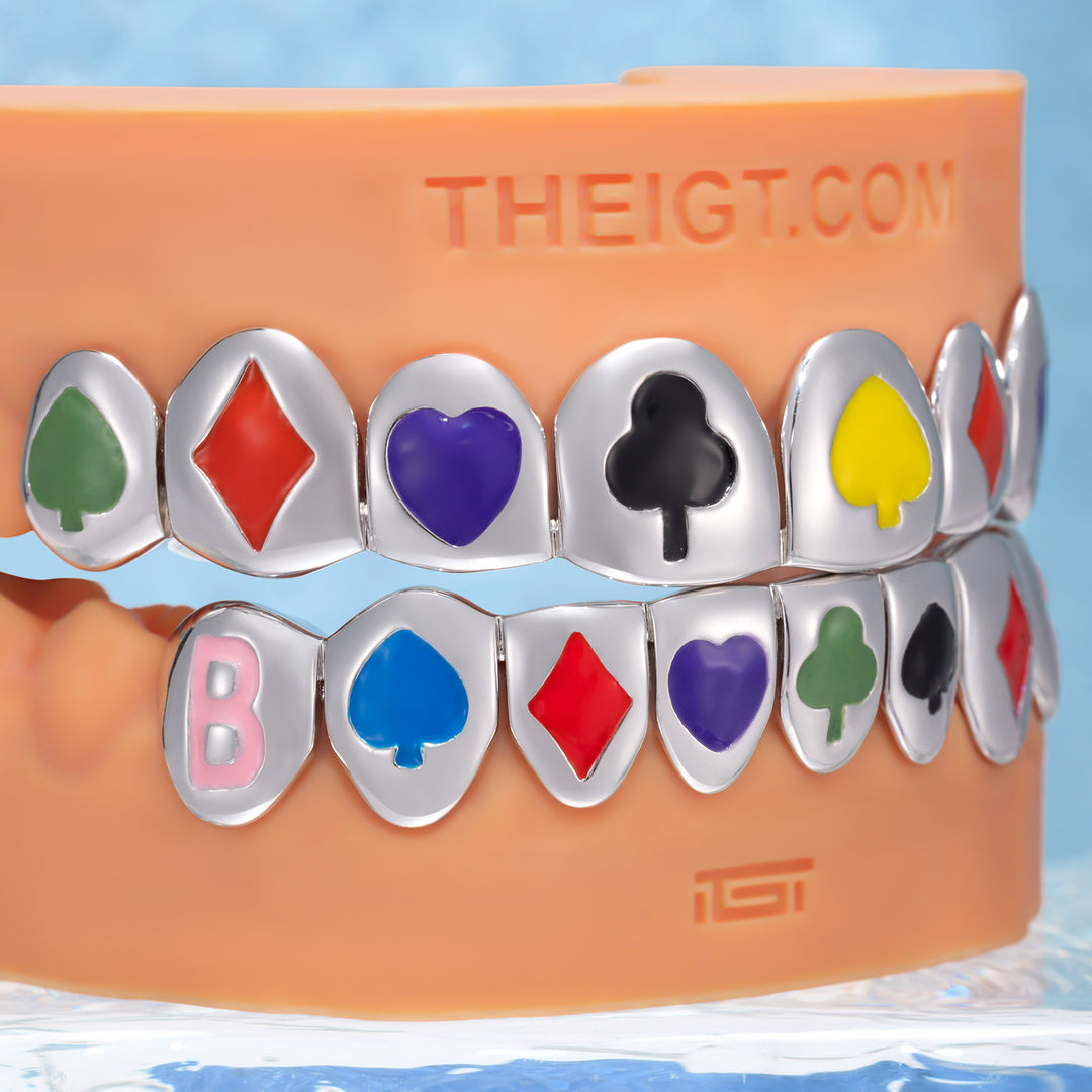 "JBR" Poker Suits Multi Color Enamel Grillz