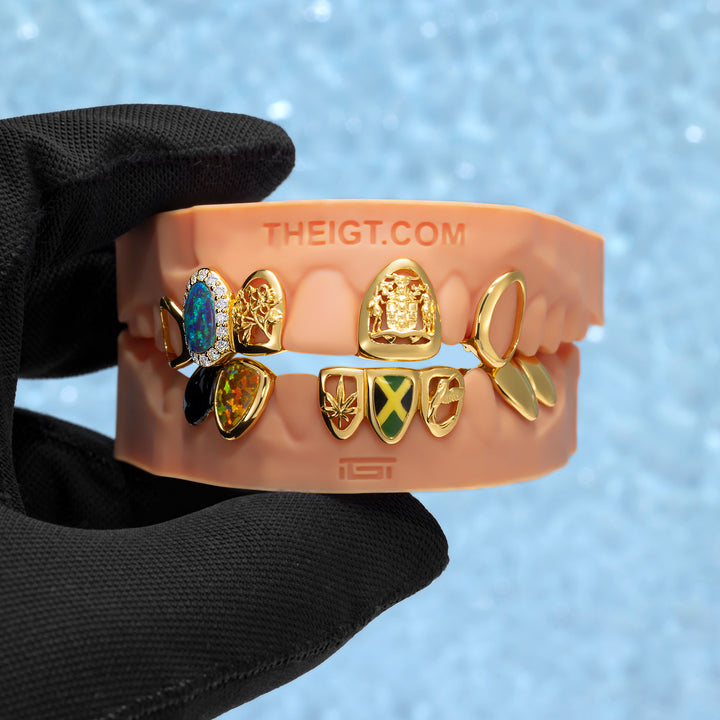 Jamaica Flag Opal Moissanite Open Face Grillz