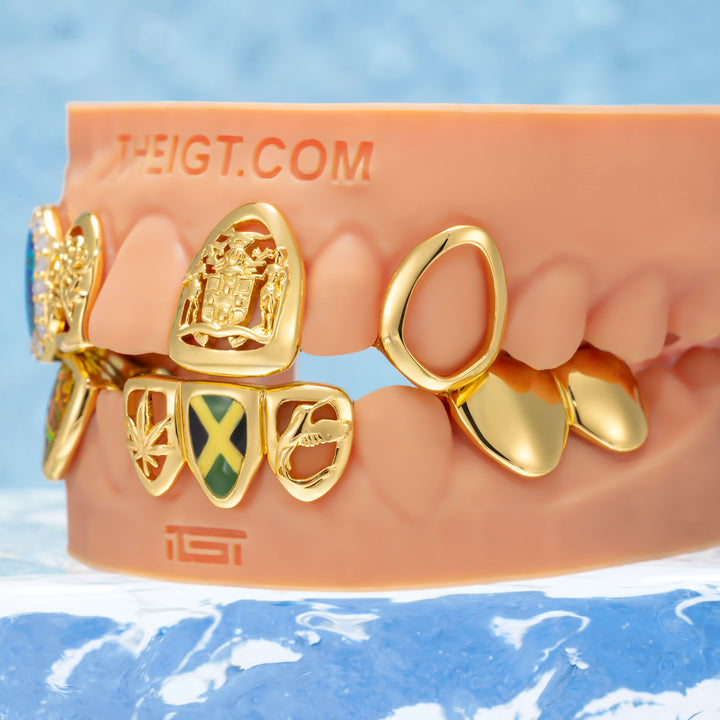 Jamaica Flag Opal Moissanite Open Face Grillz
