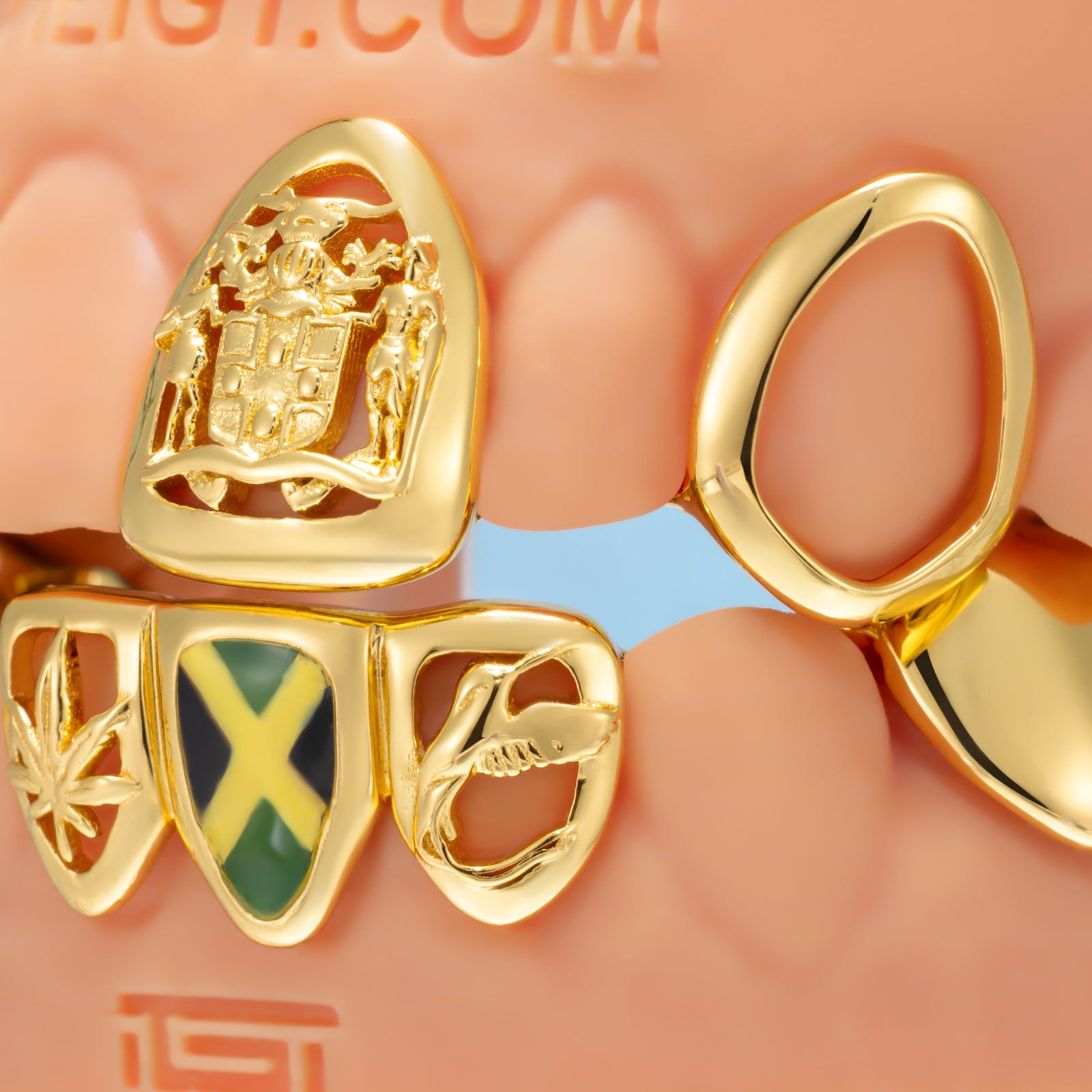 Jamaica Flag Opal Moissanite Open Face Grillz