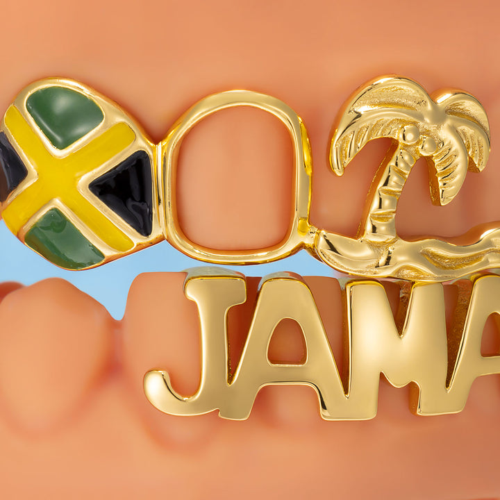 Jamaica Flag Palm Wave Opal Grillz - ICEGIANT