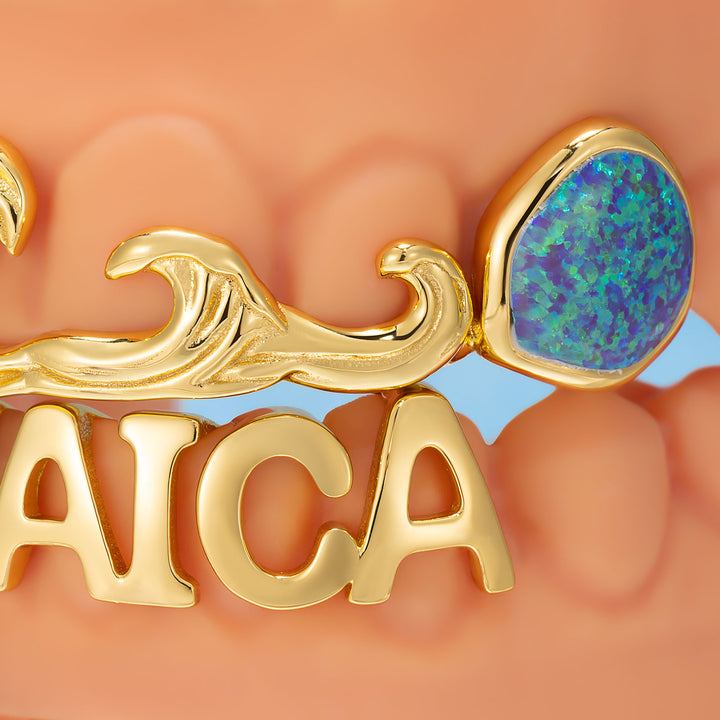 Jamaica Flag Palm Wave Opal Grillz - ICEGIANT