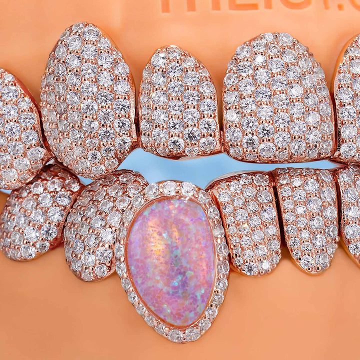 Moissanite & Opal Jamaican Flag Style Grillz