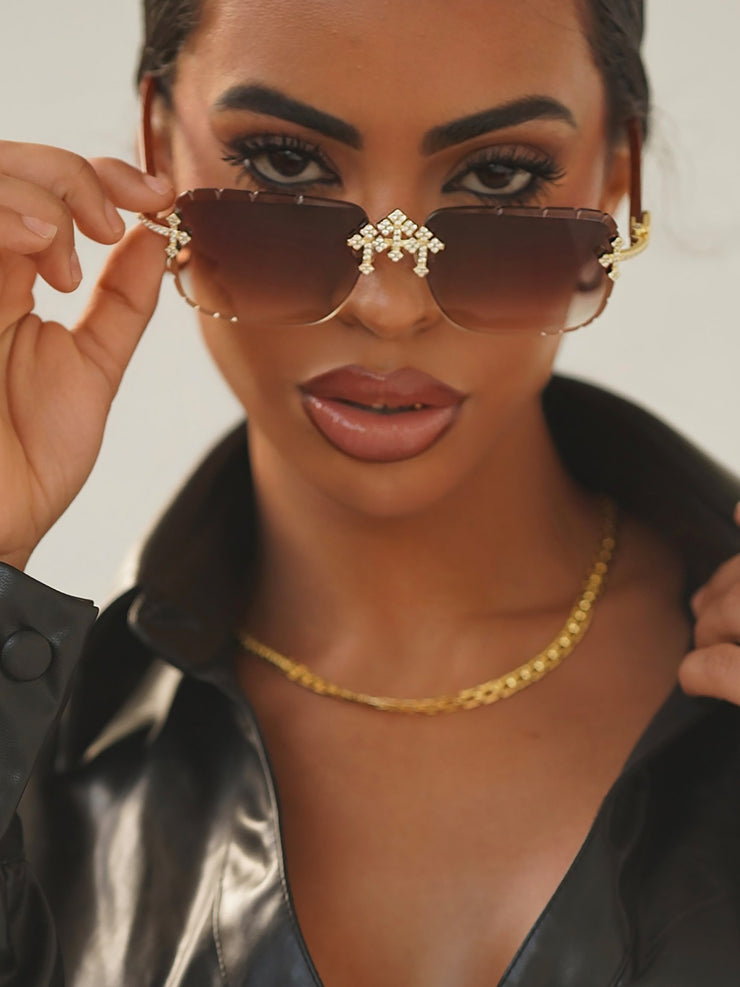 Fleuree Moissanite Sunglasses In Yellow Gold