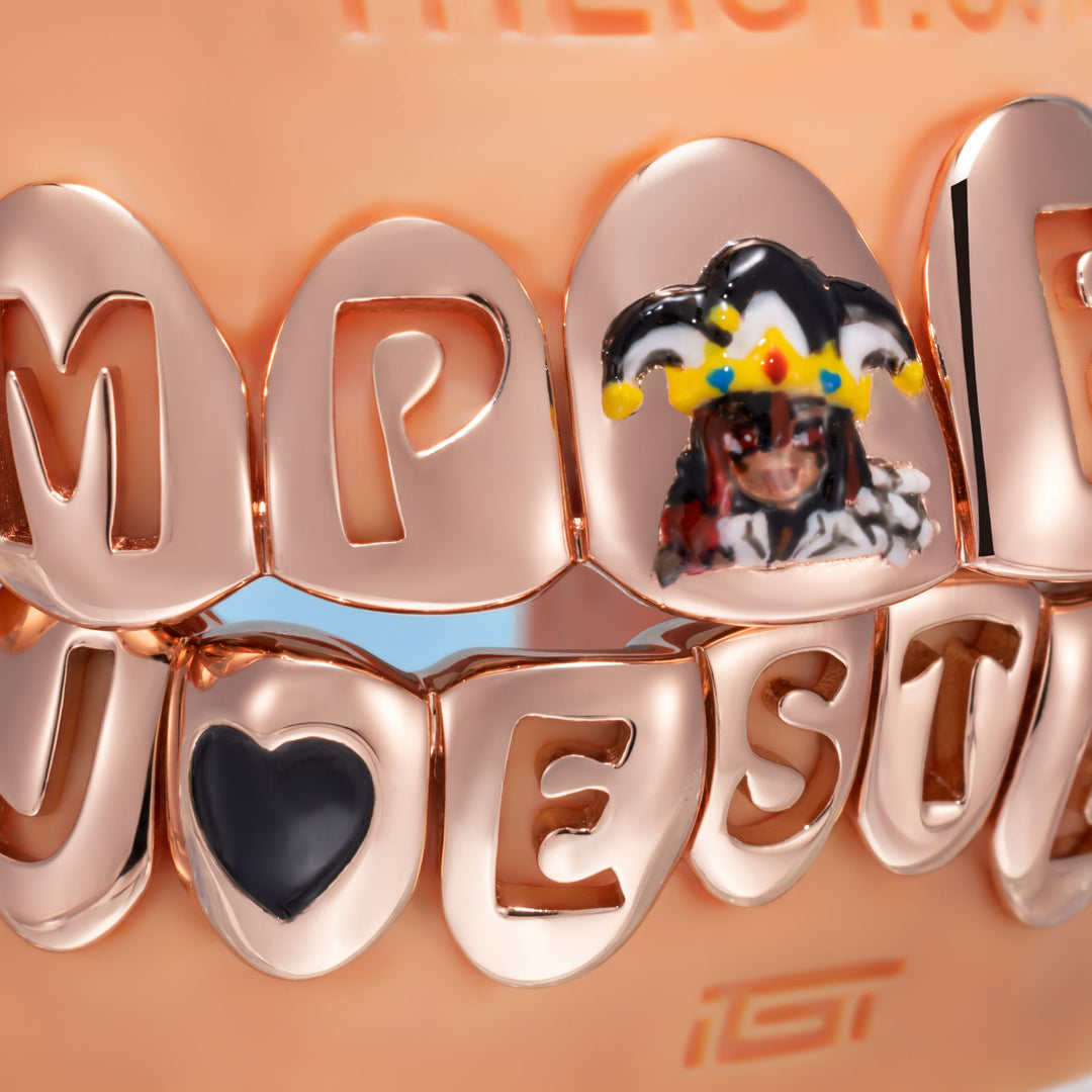Jester Red Gem Black Heart Cutout Grillz