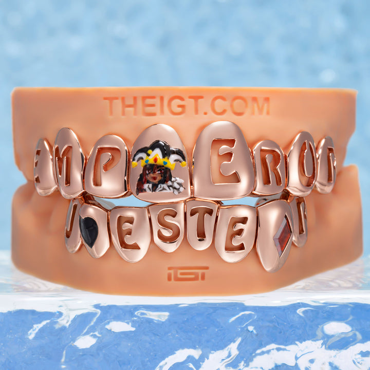 Jester Red Gem Black Heart Cutout Grillz