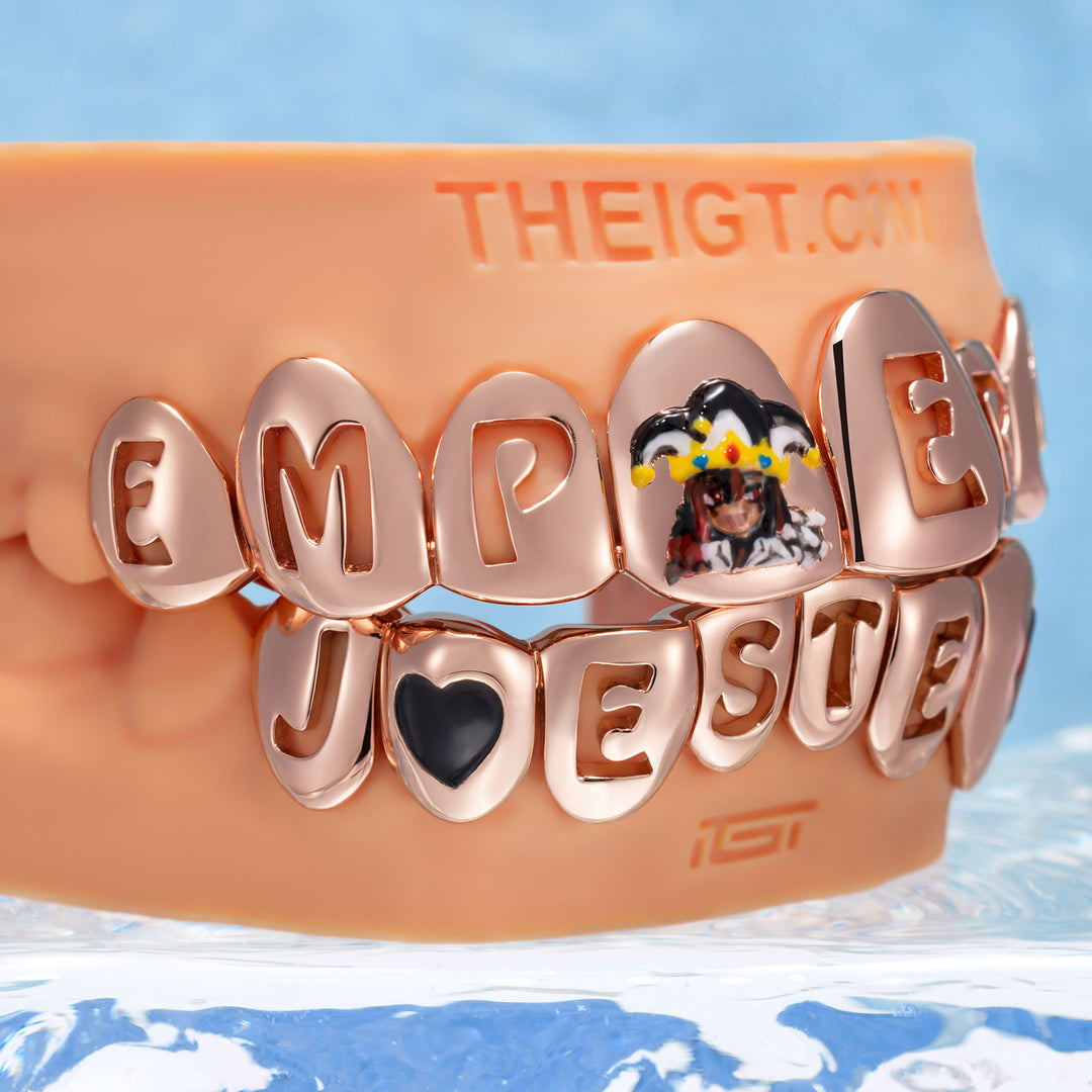 Jester Red Gem Black Heart Cutout Grillz