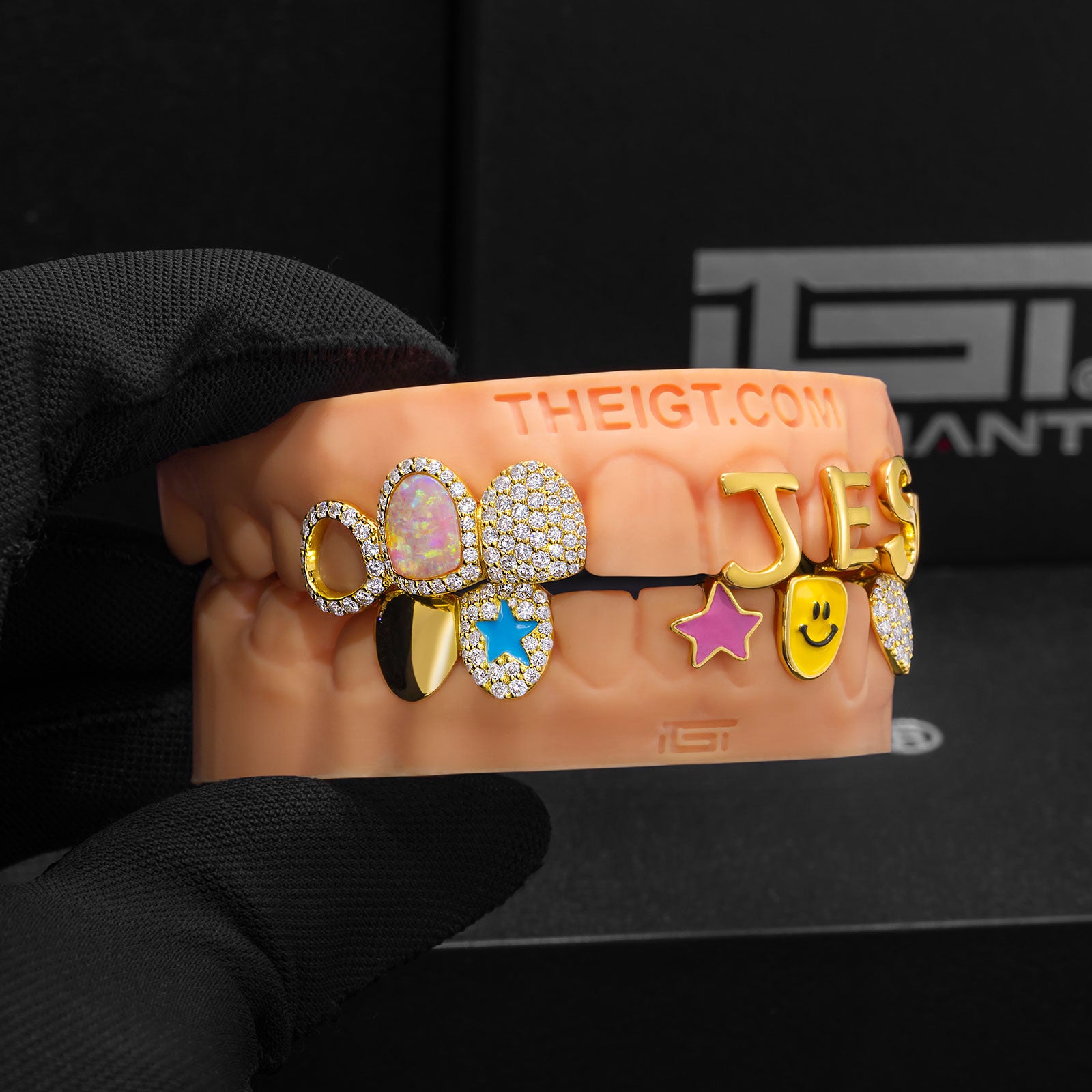 Jesus Name Opal & Moissanite Star Grillz