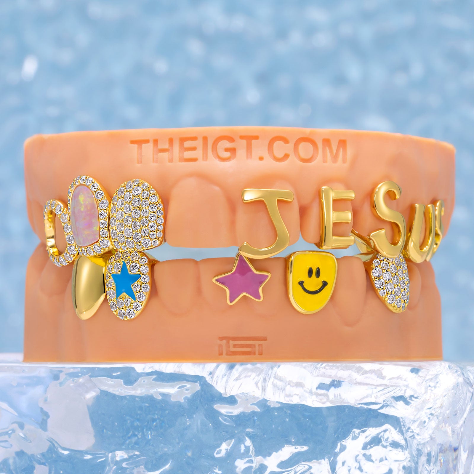Jesus Name Opal & Moissanite Star Grillz