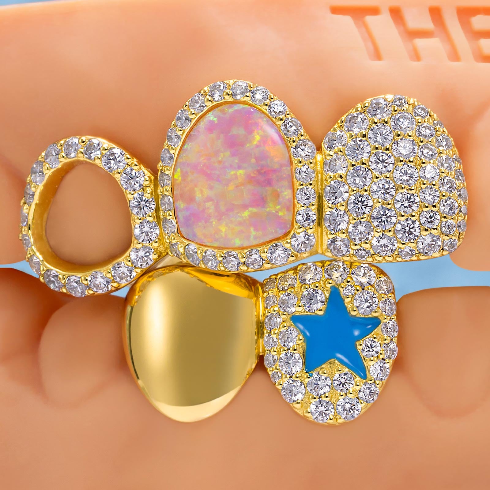 Jesus Name Opal & Moissanite Star Grillz