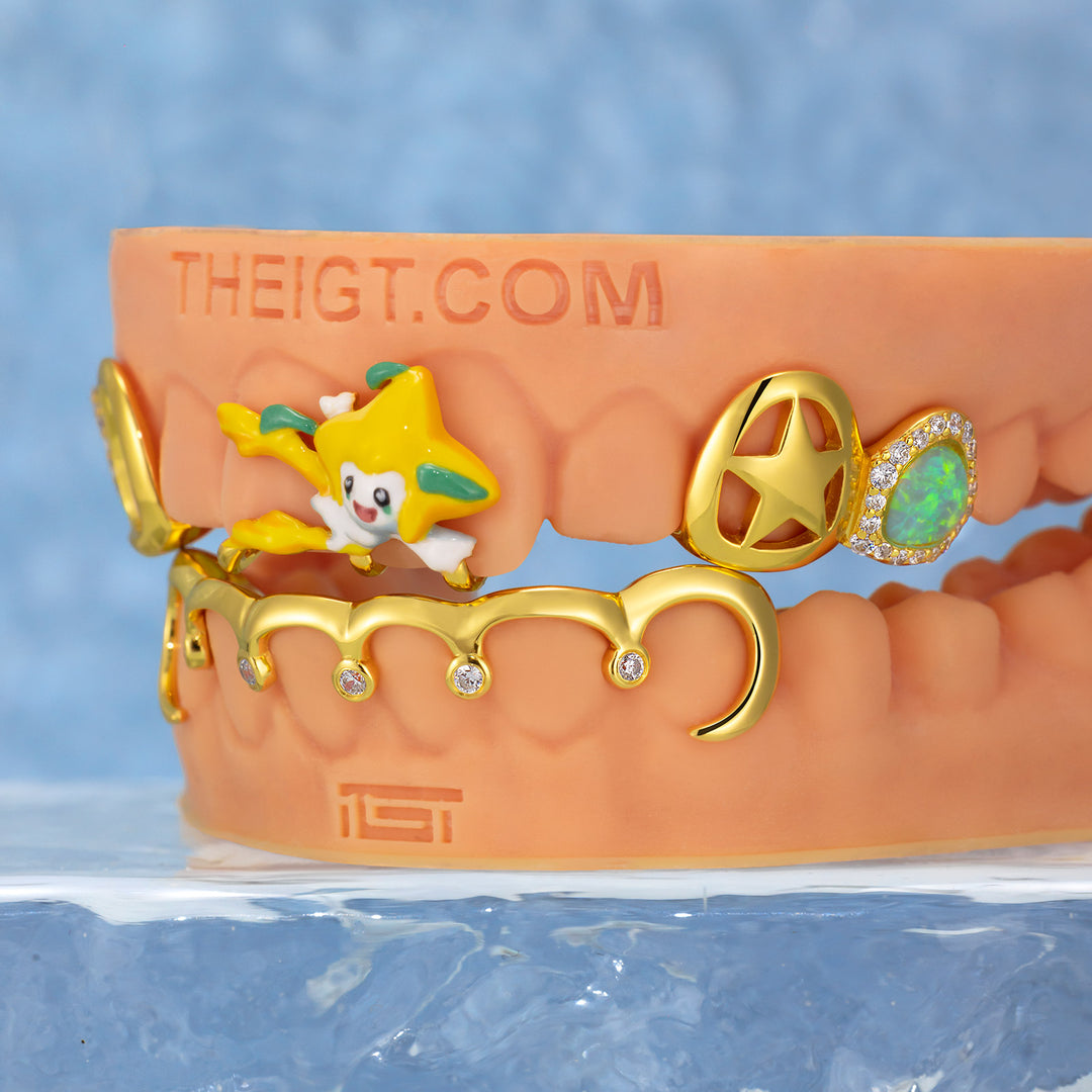 Enamel Jirachi Opal & White Moissanite Style Grillz