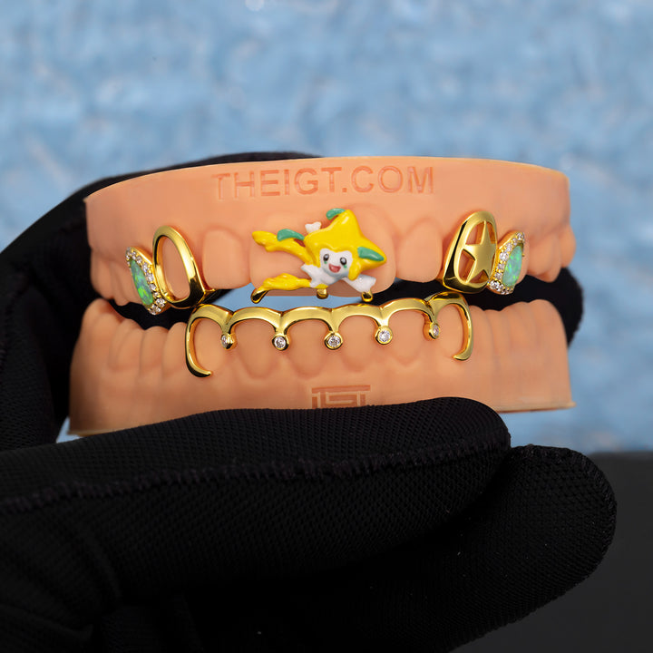 Enamel Jirachi Opal & White Moissanite Style Grillz