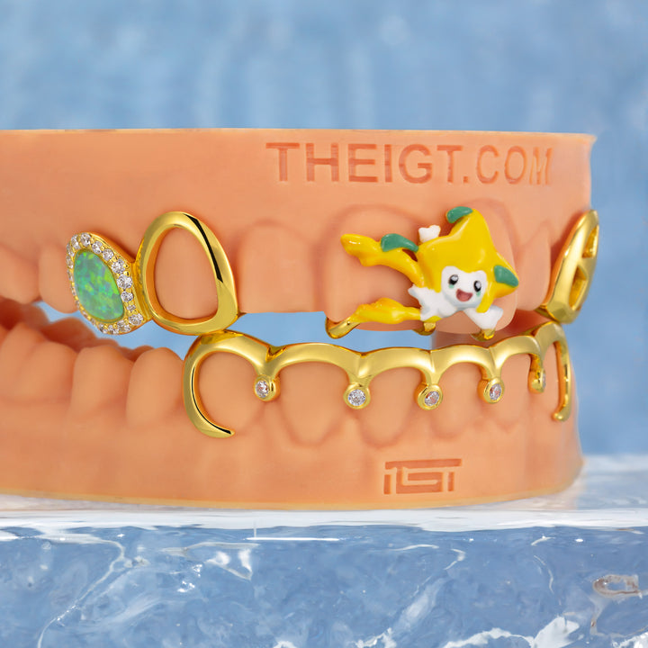 Enamel Jirachi Opal & White Moissanite Style Grillz