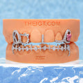 Kitty Bow Oval Starburst Bar Grillz