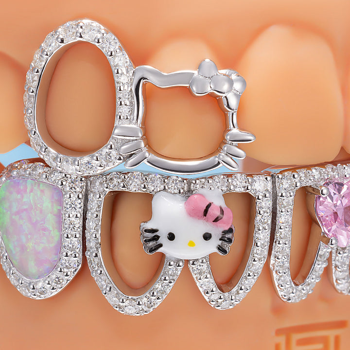 "Kitty JuJu" Blue Opal & Pink Heart Set