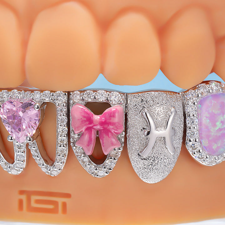 "Kitty JuJu" Blue Opal & Pink Heart Set