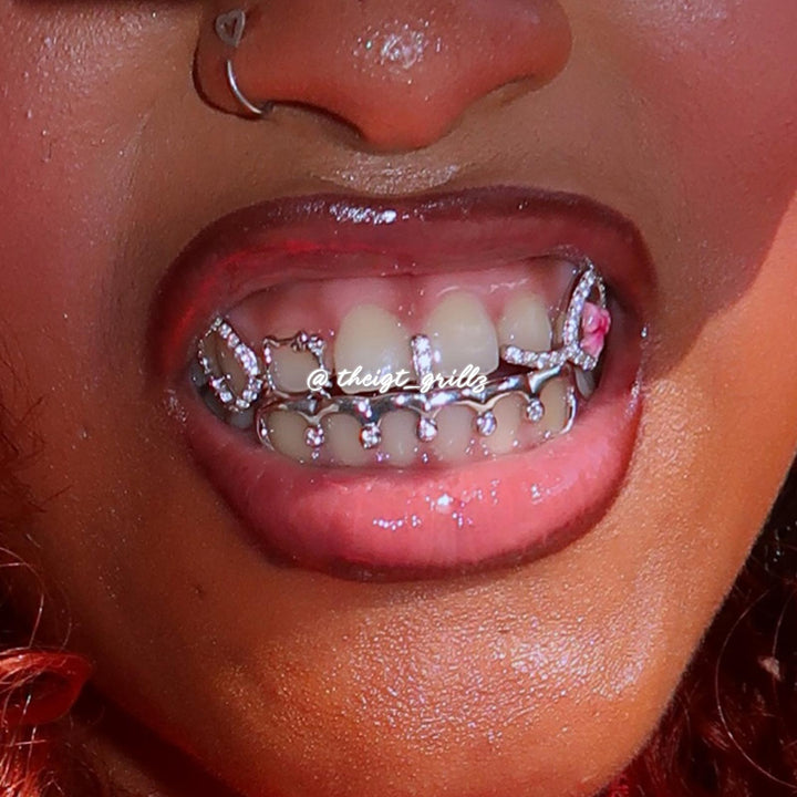 Kitty Bow Drip Open Face Moissanite Grillz