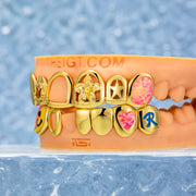 Kitty & Hibiscus Flower Diamond Grillz