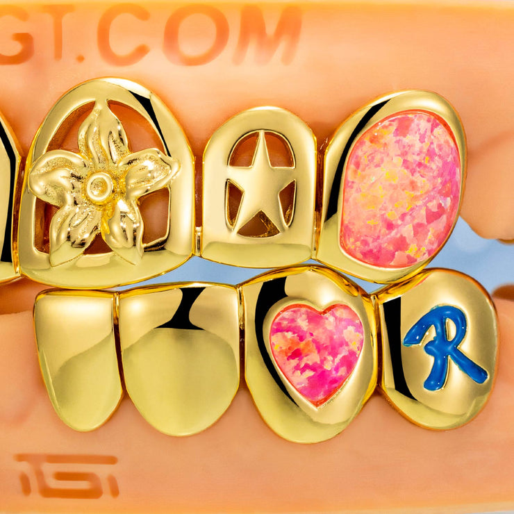 Kitty & Hibiscus Flower Diamond Grillz