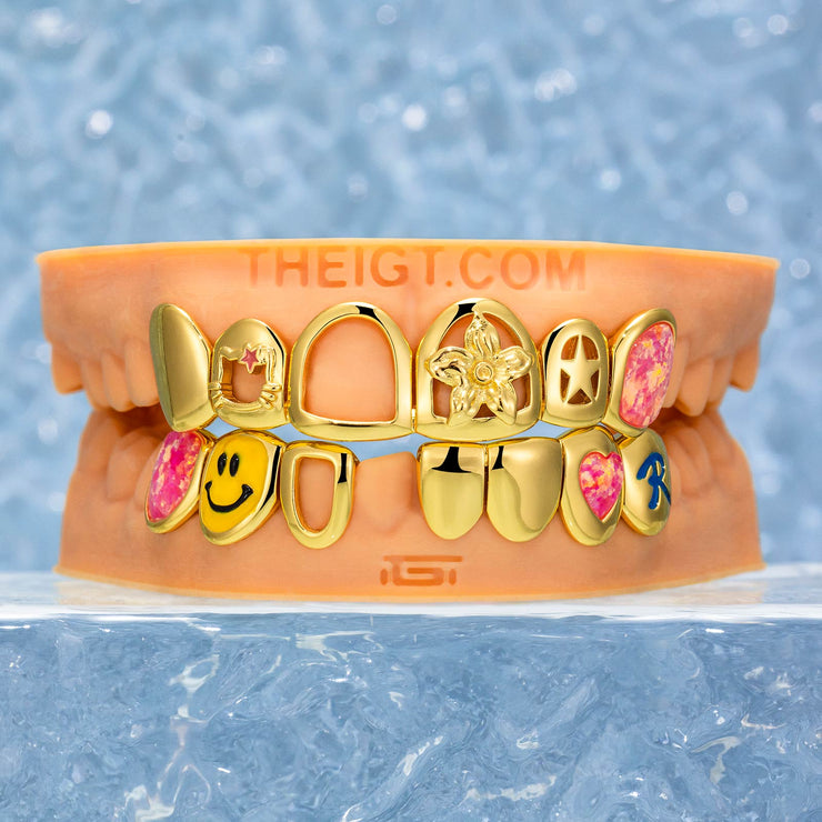 Kitty & Hibiscus Flower Diamond Grillz