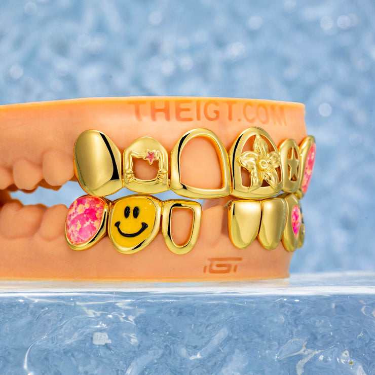 Kitty & Hibiscus Flower Diamond Grillz