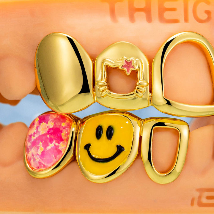 Kitty & Hibiscus Flower Diamond Grillz