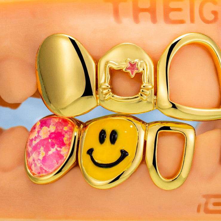 Kitty & Hibiscus Flower Diamond Grillz