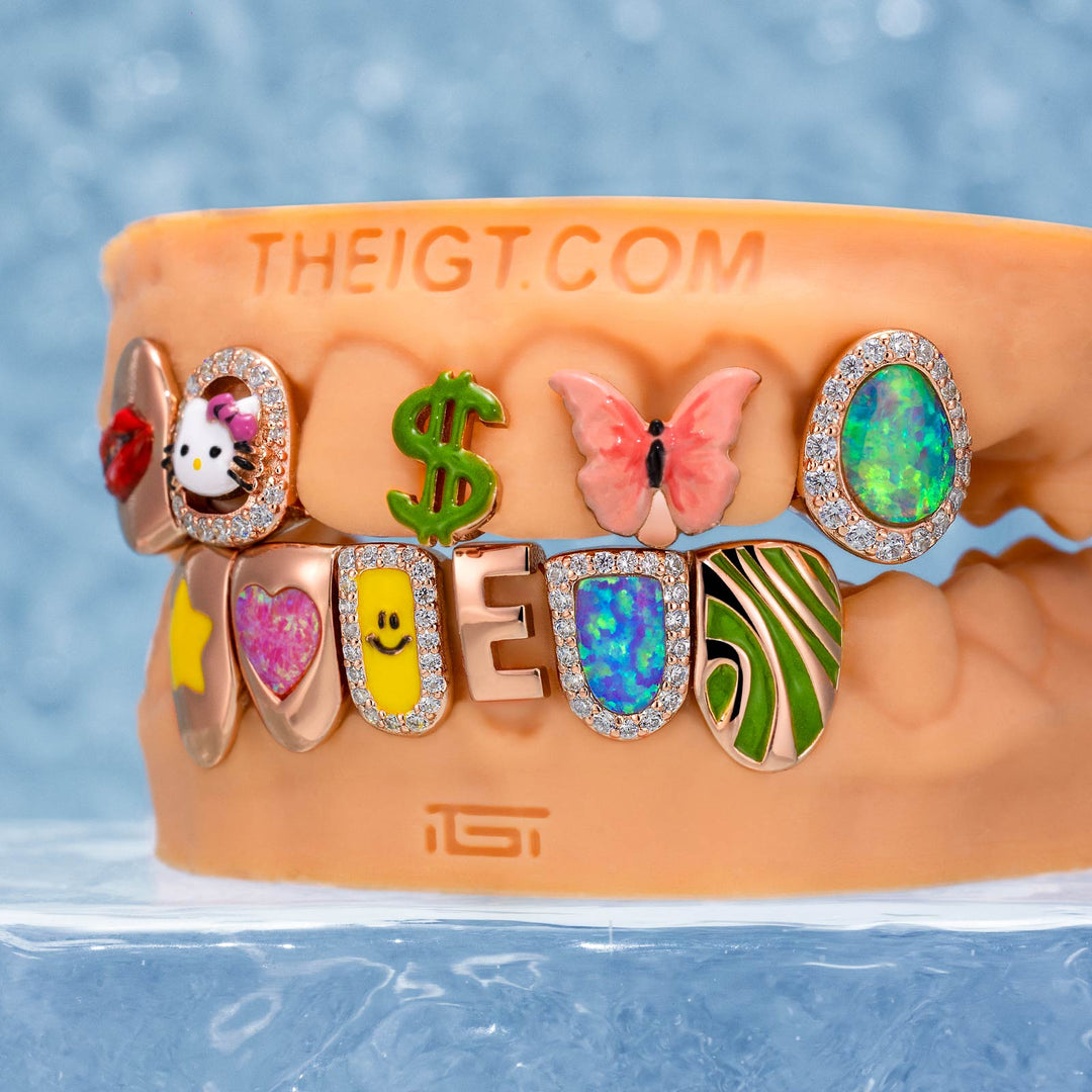 Kitty & Opal & Enamel Diamond Grillz