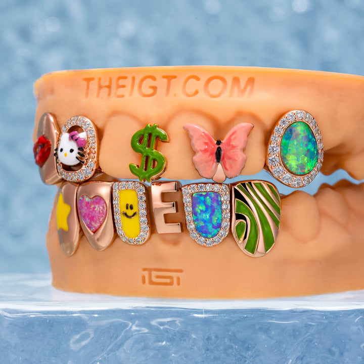 Kitty & Opal & Enamel Diamond Grillz