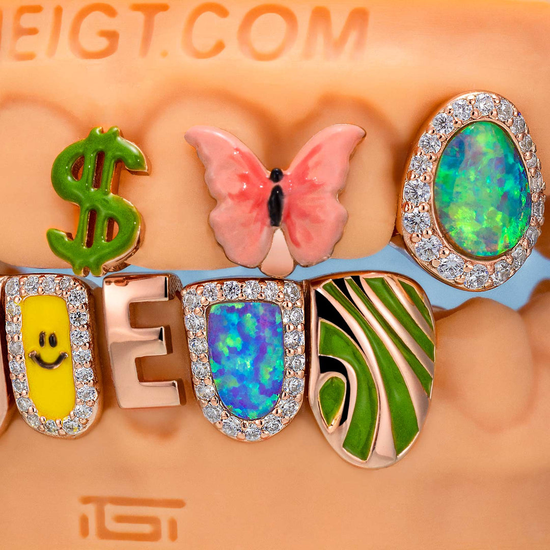 Kitty & Opal & Enamel Diamond Grillz