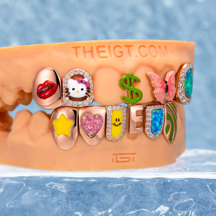 Kitty & Opal & Enamel Diamond Grillz