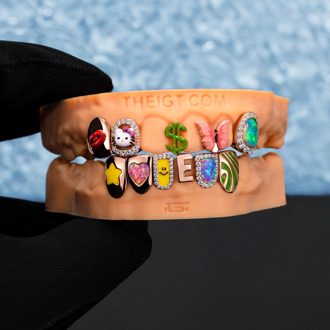 Kitty & Opal & Enamel Diamond Grillz