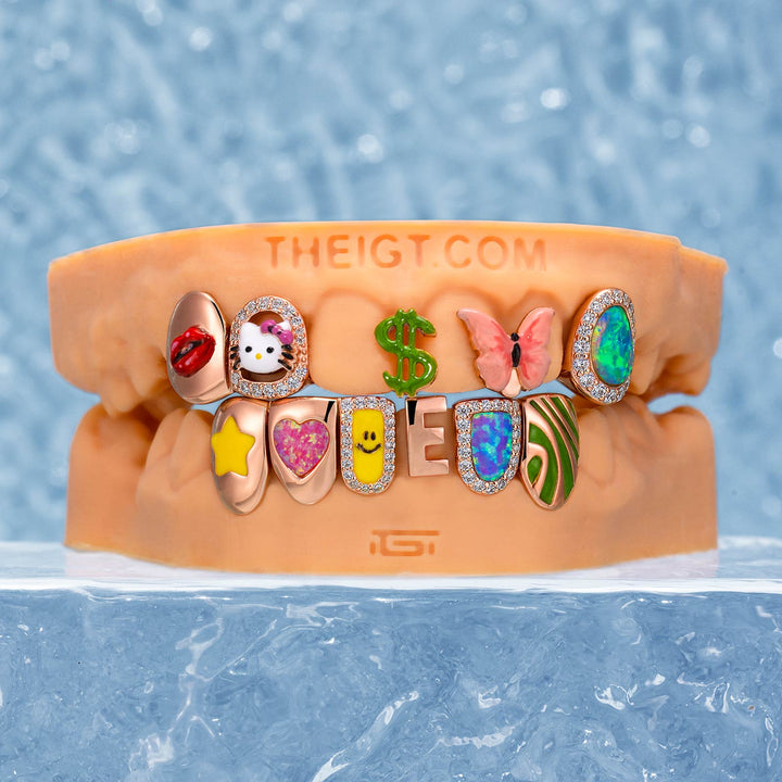 Kitty & Opal & Enamel Diamond Grillz