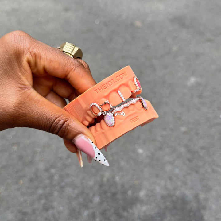 Kitty Ribbon Opal Fangs Set