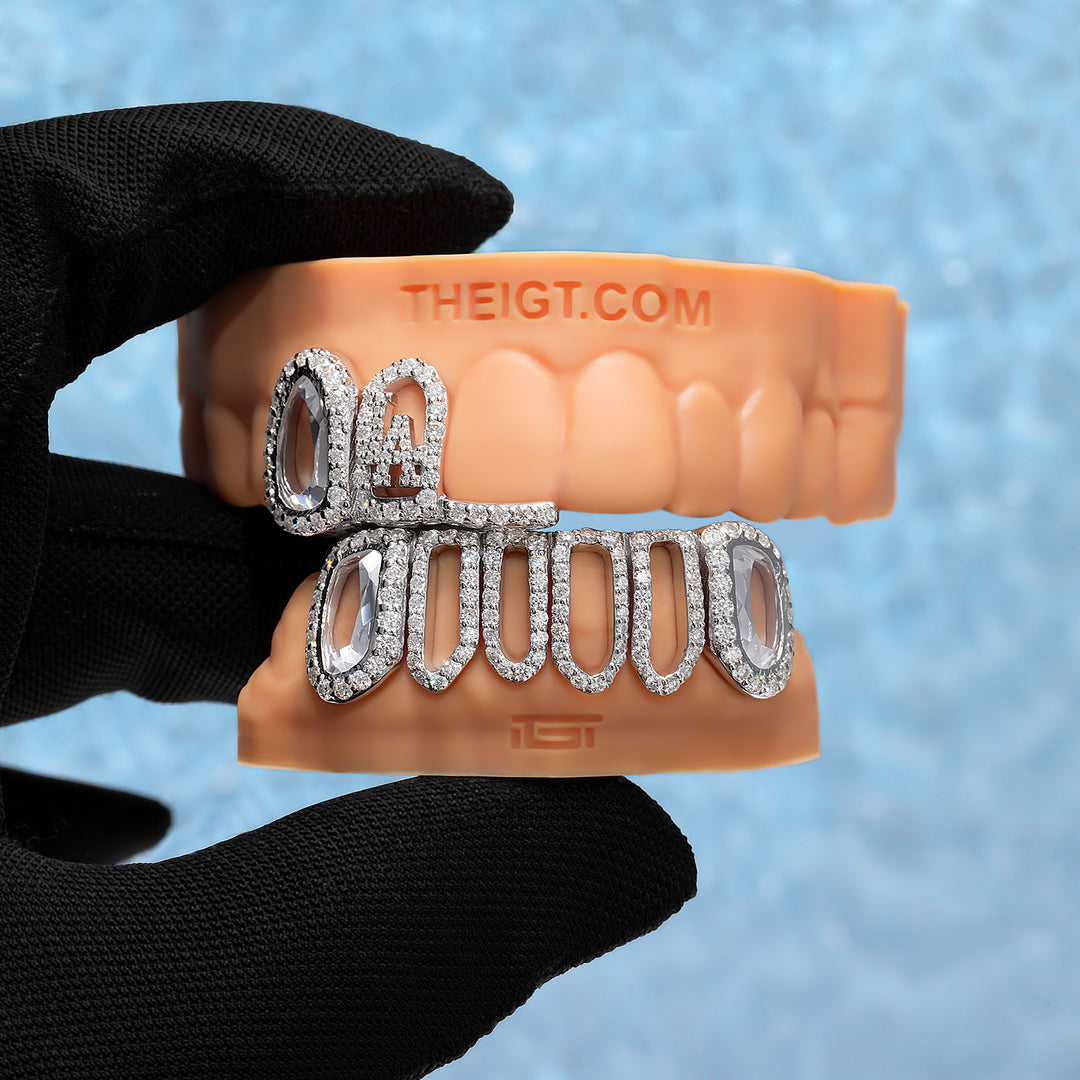 "LA" Oval Gem Open Face Moissanite Grillz