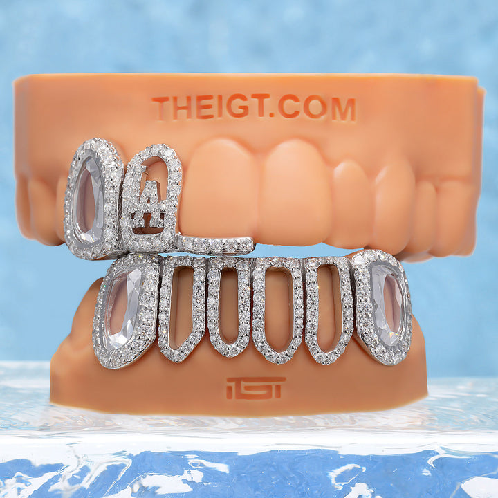 "LA" Oval Gem Open Face Moissanite Grillz