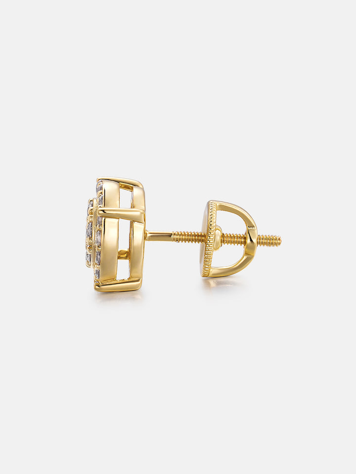Lab Diamond 7.8mm Round Cluster Halo Studs Earrings