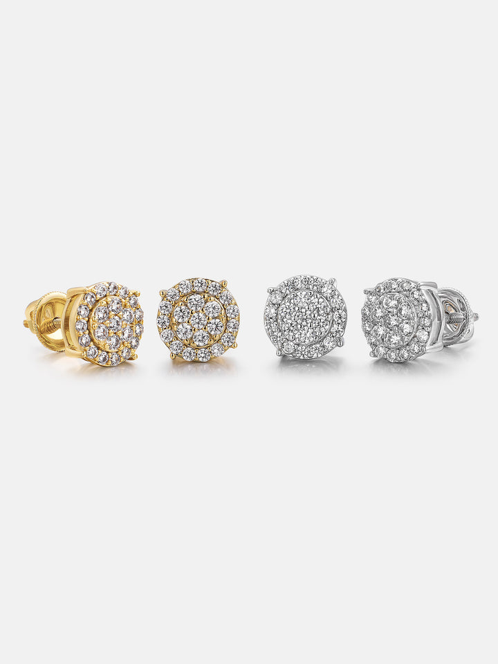 Lab Diamond 7.8mm Round Cluster Halo Studs Earrings