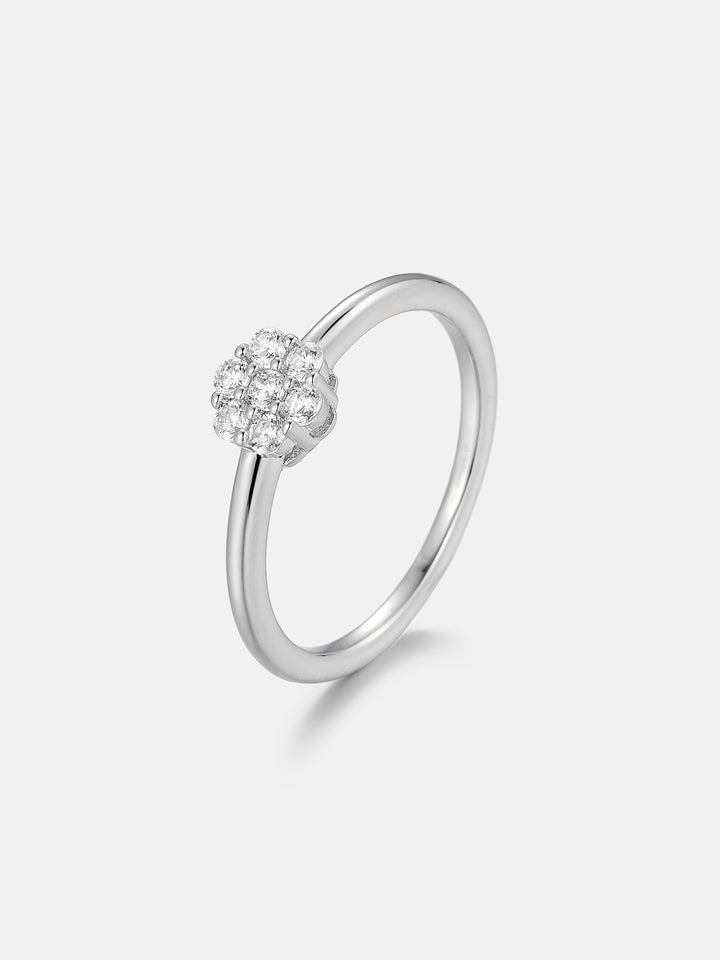 Lab Diamond Cluster Solitaire Ring