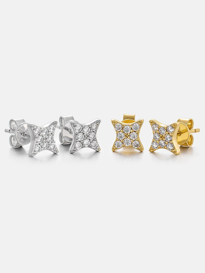 Lab Diamond Cushion-Four Point Star Stud Earrings