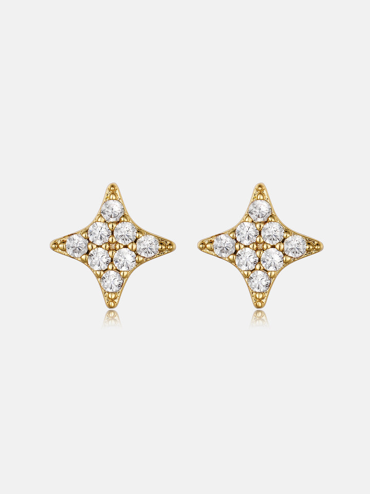 Lab Diamond Cushion-Four Point Star Stud Earrings