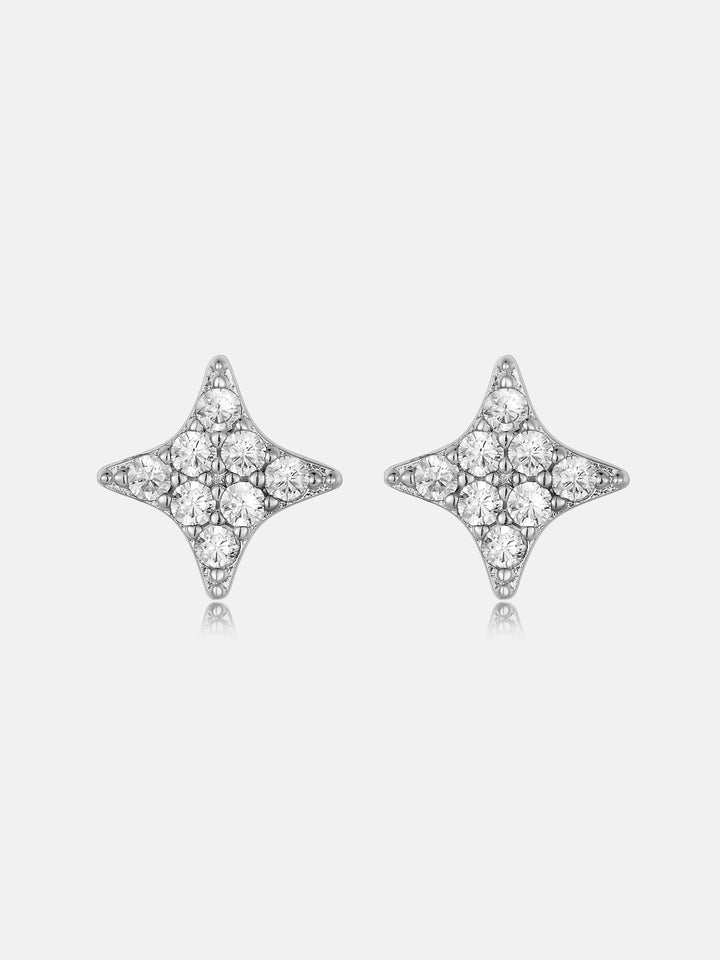 Lab Diamond Cushion-Four Point Star Stud Earrings