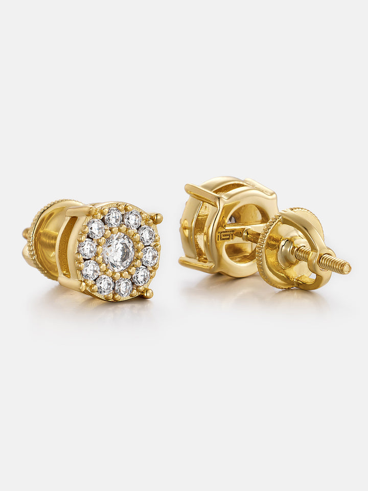 Lab Diamond Deca-Halo Cluster Solitaire Studs