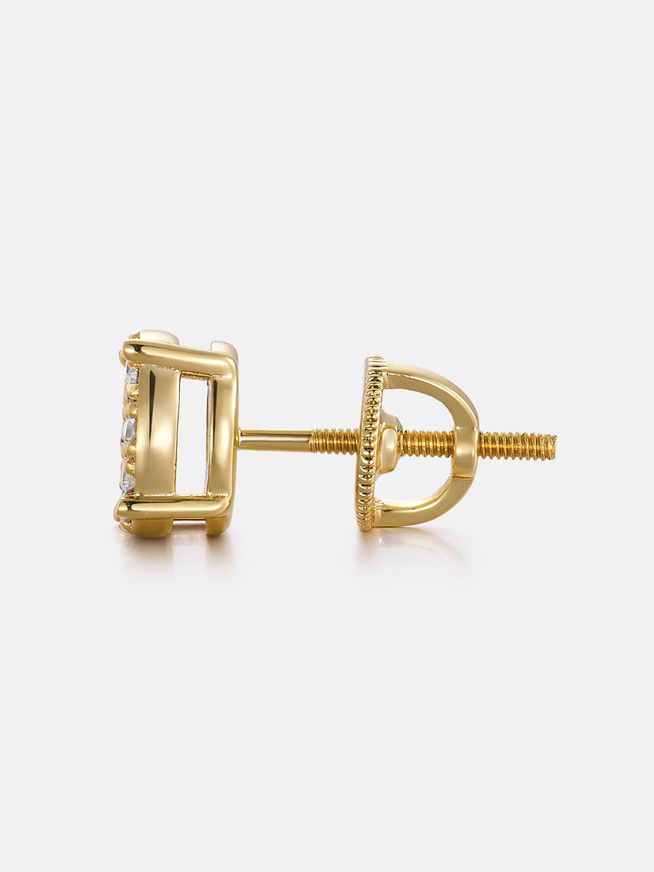 Lab Diamond Deca-Halo Cluster Solitaire Studs