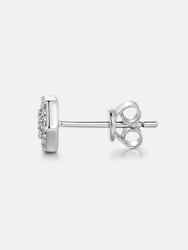 Lab Diamond Double Hex Halo Cluster Stud Earrings