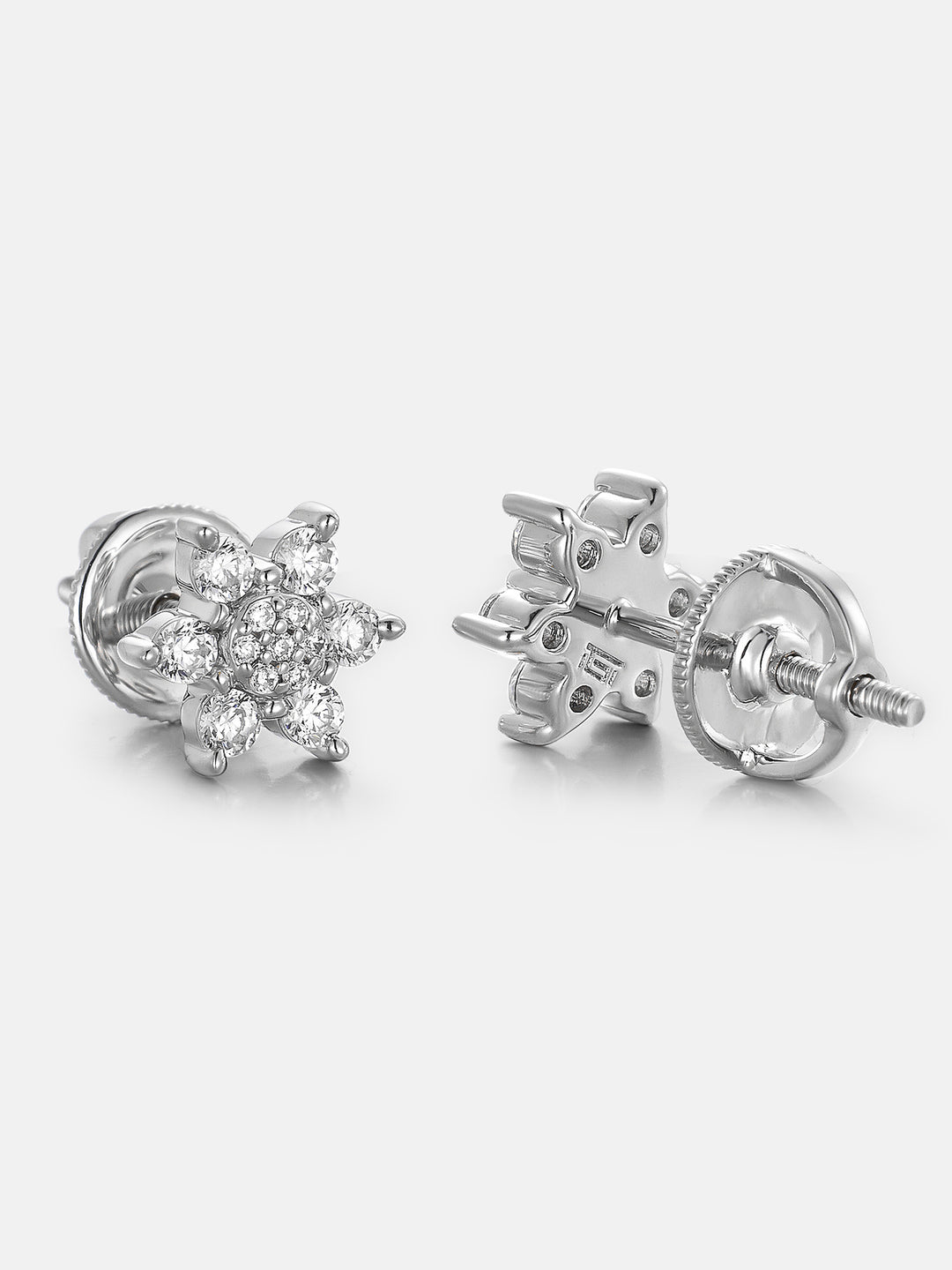 Lab Diamond Hex Starburst Cluster Stud Earrings