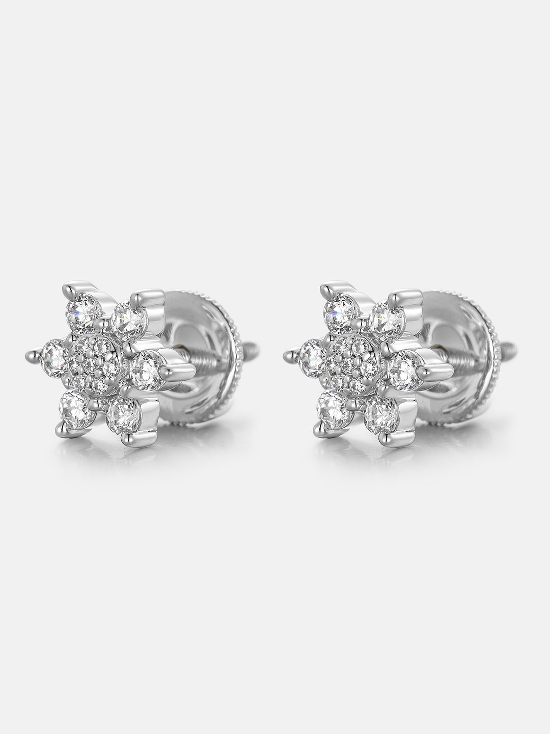Lab Diamond Hex Starburst Cluster Stud Earrings