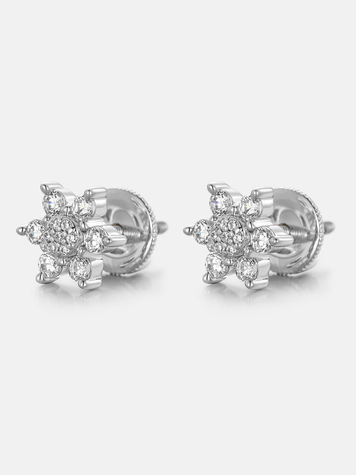 Lab Diamond Hex Starburst Cluster Stud Earrings