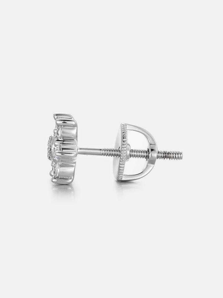 Lab Diamond Hex Starburst Cluster Stud Earrings