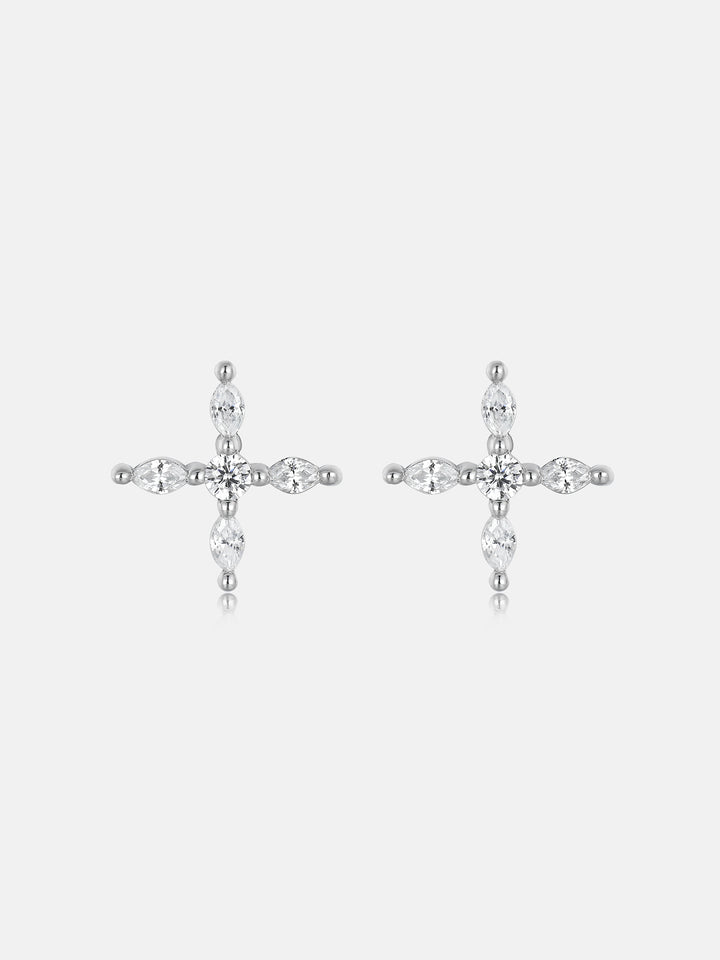 Lab Diamond Marquise Cross Cluster Stud Earrings